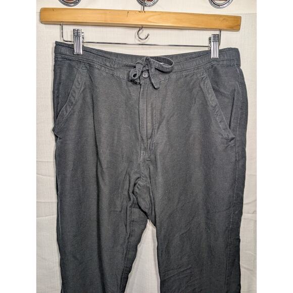 Cubavera Mens Linen Blend Core Drawstring Pants Sz Medium Jet Black Comfort - Picture 2 of 4